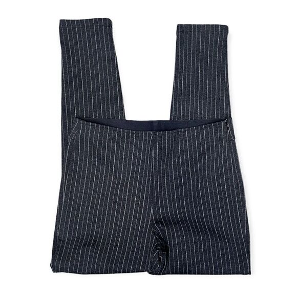 GAP HIGH RISE PINSTRIPE LEGGINGS CONCEALED SIDE ZIPPER CHARCOAL GRAY SIZE MEDIUM - Picture 1 of 10